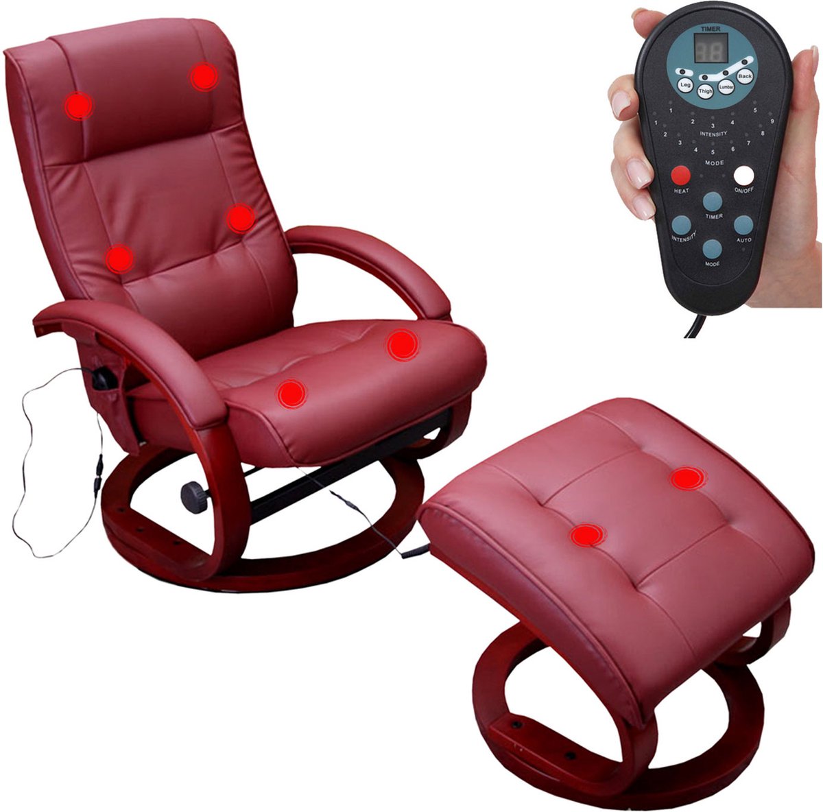 Cosmo Casa Massage TV Relaxstoel - Relaxstoel met Massagefunctie - Bordeaux