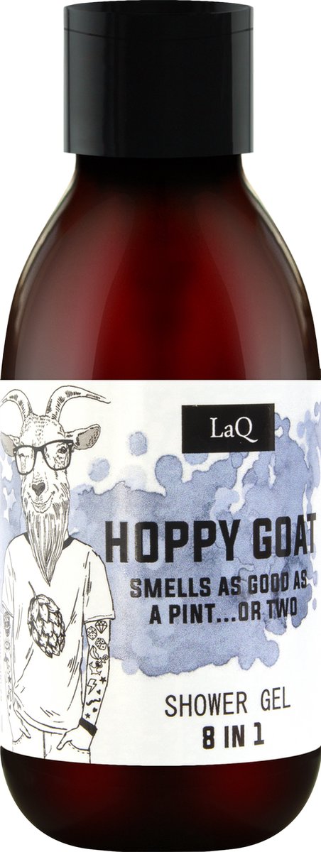 LaQ Hoppy Goat Travel Shower Gel – Vegan Douchegel Mannen – Geschikt voor Handbagage – Natuurlijke Ingrediënten – 100ml