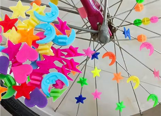 Foto: Chpn spaakkralen spookies fietskralen 36 stuks hippe kinderfiets kleurrijke fietskralen kinderfeestje cadeau opvallende fiets universeel