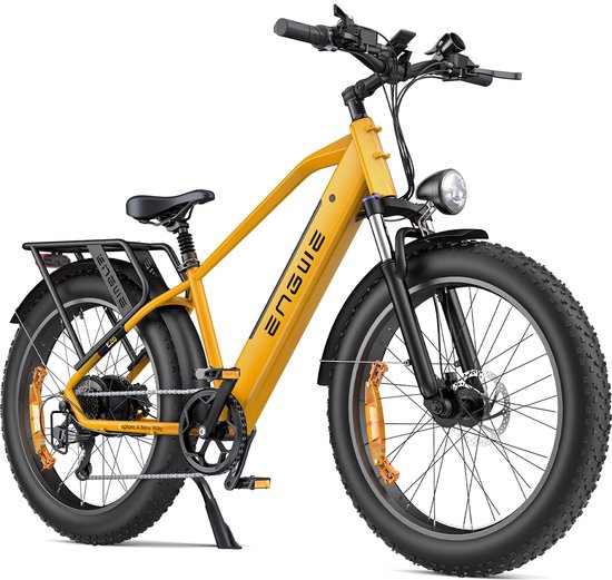 ENGWE E26 Elektrische fiets - Actieradius 140km - Verwijderbare batterij 48V16Ah - Motor 250W - Shimano 7 versnellingen - met voorvering - VTC Fatbike - Geel
