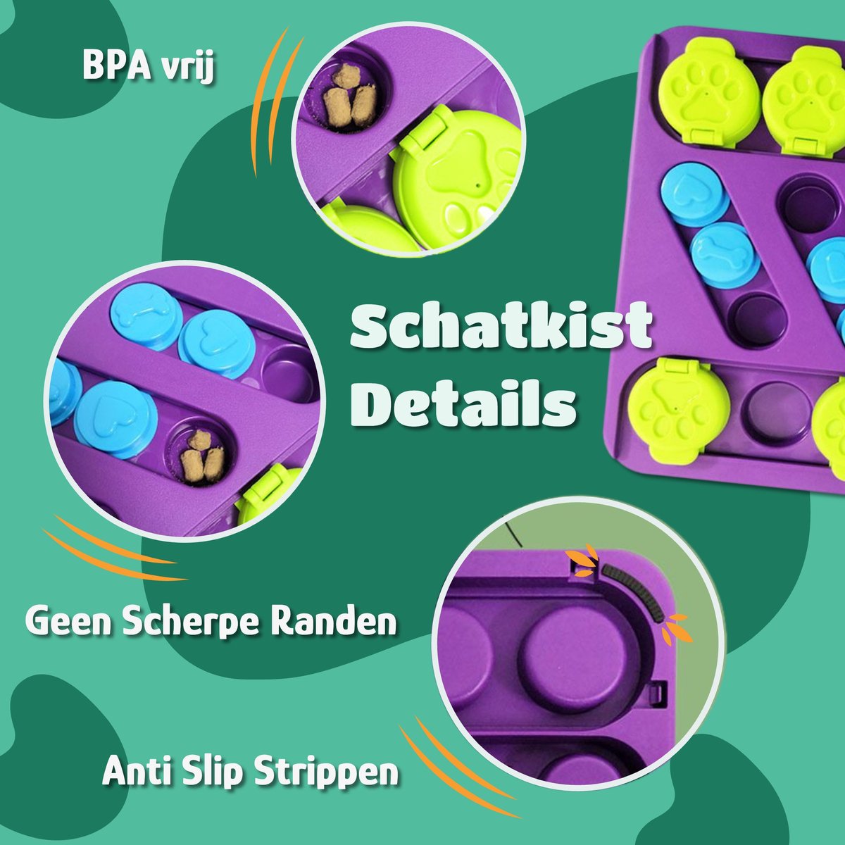 Mister Mill Puzzel Hond - Interactieve Hondenpuzzel - Intelligentiespeelgoed Hond / Kat - Denkspel Hond - Schatkist - Level 2 - Snuffel Schat - Interactieve Hond - Interactief Kattenspeelgoed - 30 x 27 CM — afbeelding 3