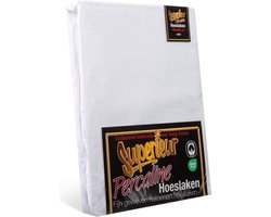 Superieur Hoeslaken - 180x210/220 cm - Wit - 100% katoen