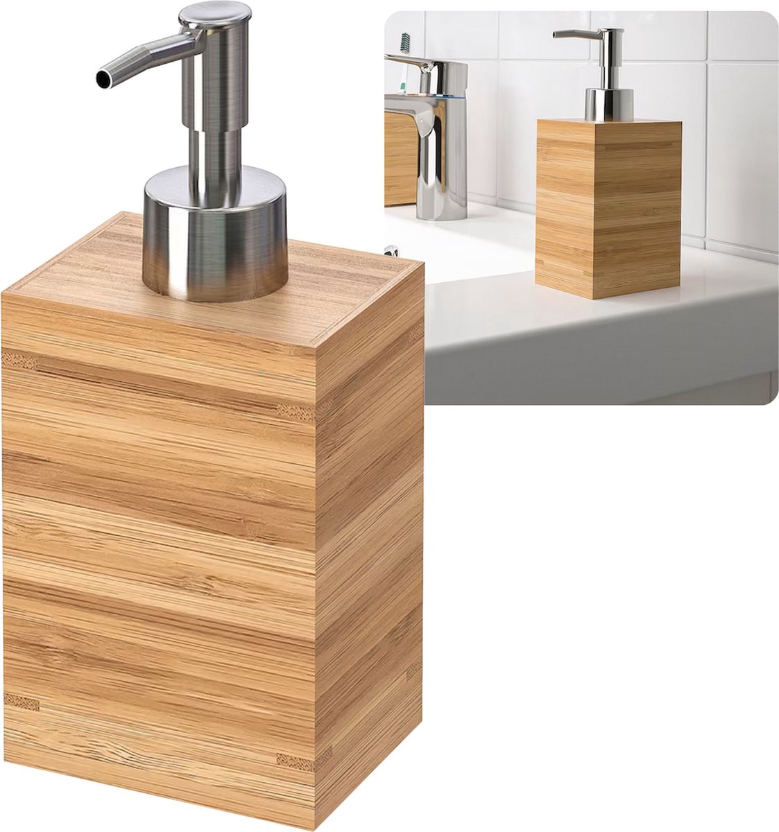 DRAGAN Bamboe zeepbakje, zeepdispenser, elegant 350 ml