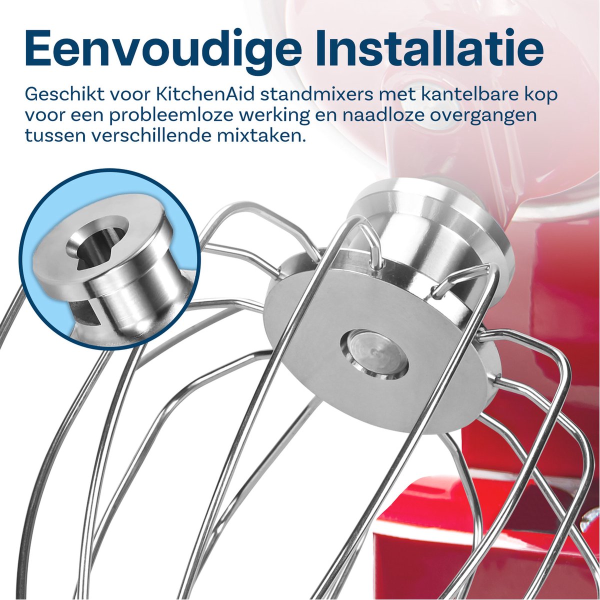 K45WW 6-Draads Garde voor KitchenAid 4.5-5 Quart Tilt-Head Stand Mixers Artisan & Classic Series van MMOBIEL - Aluminium Opzetstuk Eierklopper - Taart Mayonaise Garde – Enkel Handwas thumbnail 5