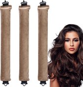 Clerby - Heatless Curls - Krullen zonder Hitte - Haarkrullen - Haarrollers met Klipjes - Krulspelden - Beige