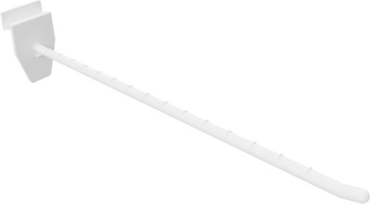 Lamellenwand Blisterhaak - 20 cm - Enkel - Wit - Kunststof Slatwall Displayhaak