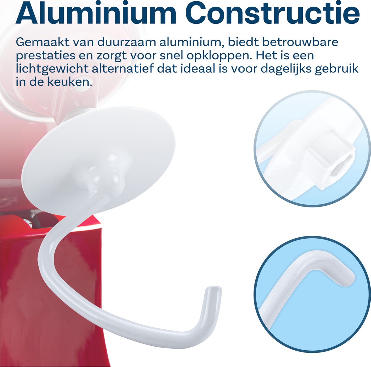 Deeghaak K45DH voor KitchenAid 4,5-5 Quart Tilt-Head Stand Mixers Artisan & Classic Series van MMOBIEL - Aluminium Vervangende Broodhaak - Mengaccessoire Vervanging – Enkel Handwas thumbnail 4