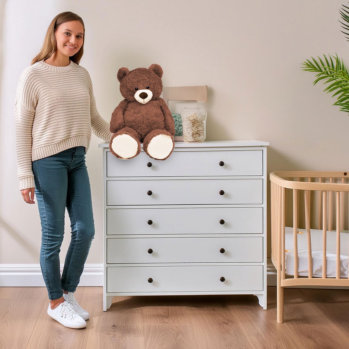 XL Knuffel Beer Bruin - Teddybeer - Knuffels - Pluche Beer - 50cm Hoge Kwaliteit Knuffeldier - Teddybear Groot - Knuffelbeer — afbeelding 5