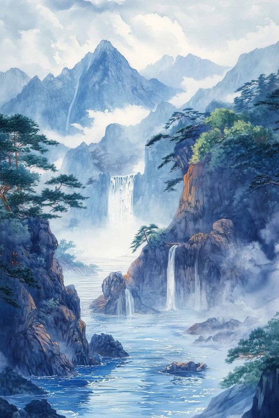Berg Poster | Hokusai Poster | Japan Poster | Natuur Poster | Cultuur Poster | Kunst Poster | Geïnspireerd Poster | Japanse Poster | Iconisch Poster | 60x90cm | Wanddecoratie | Muurposter | 4626PVD | Geschikt om in te lijsten