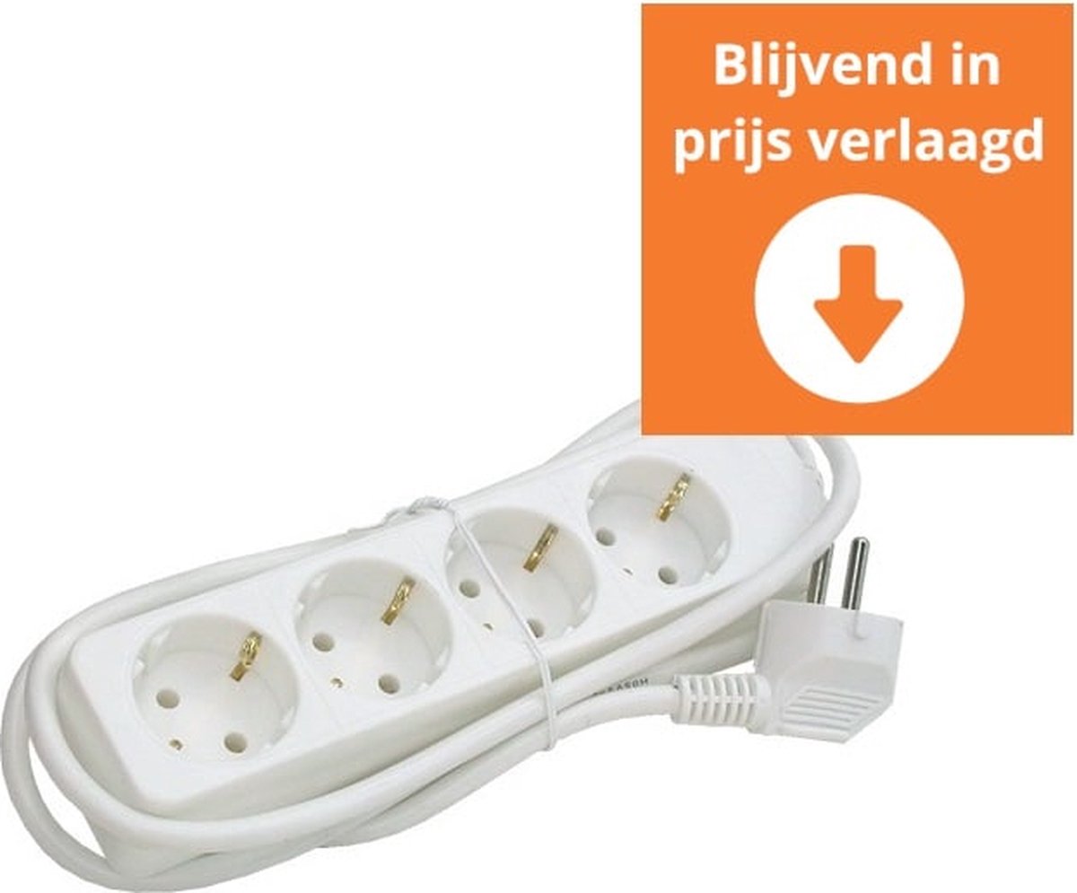 tafelcontactdoos met snoer 1.5m 4-VOUDIG WIT