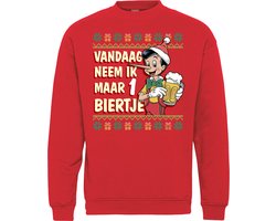 Kersttrui Vandaag 1 Biertje | Foute Kersttrui Dames Heren | Kerstcadeau | Kerstpakket | Rood | maat 3XL