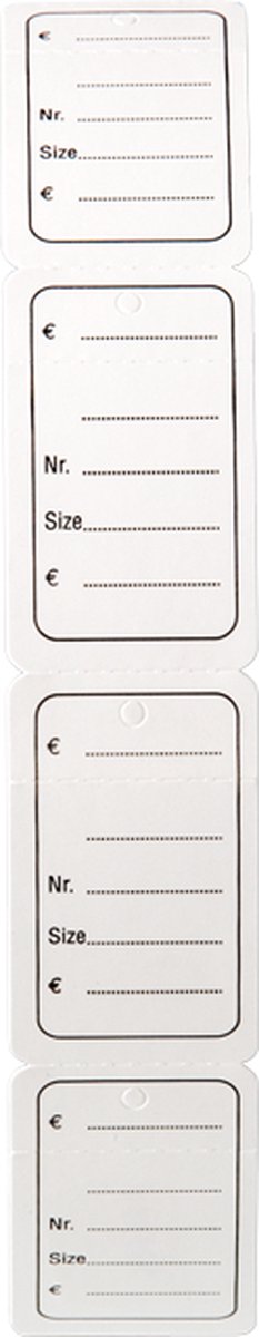Etiket | Confectie-etiket | karton | Prijs/nr/maat | 30x39mm | wit | rol à 1000 stuks