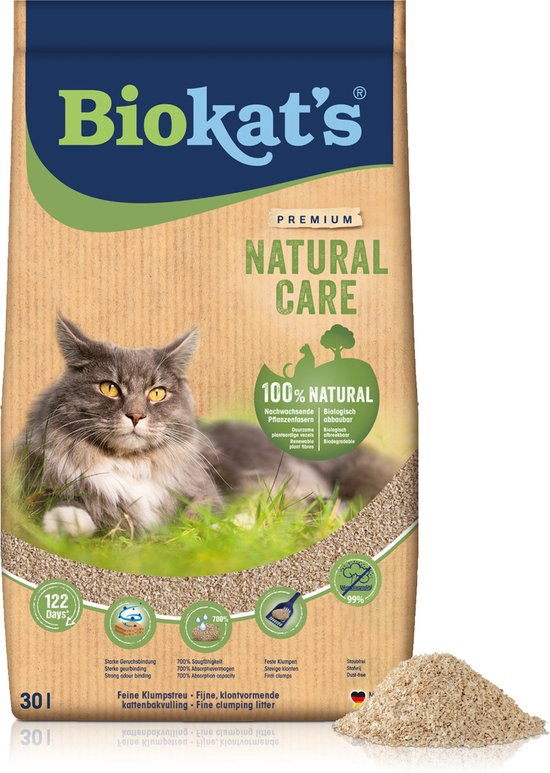 Biokat's Natural Care - 30 L - Kattenbakvulling - Klontvormend - Zonder geur