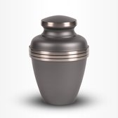 Messing Urn Groot 3,7 liter Grijs Zilverkleurig Horizontale lijnen - Urn voor Menselijke As - Crematie Urn voor As Volwassenen