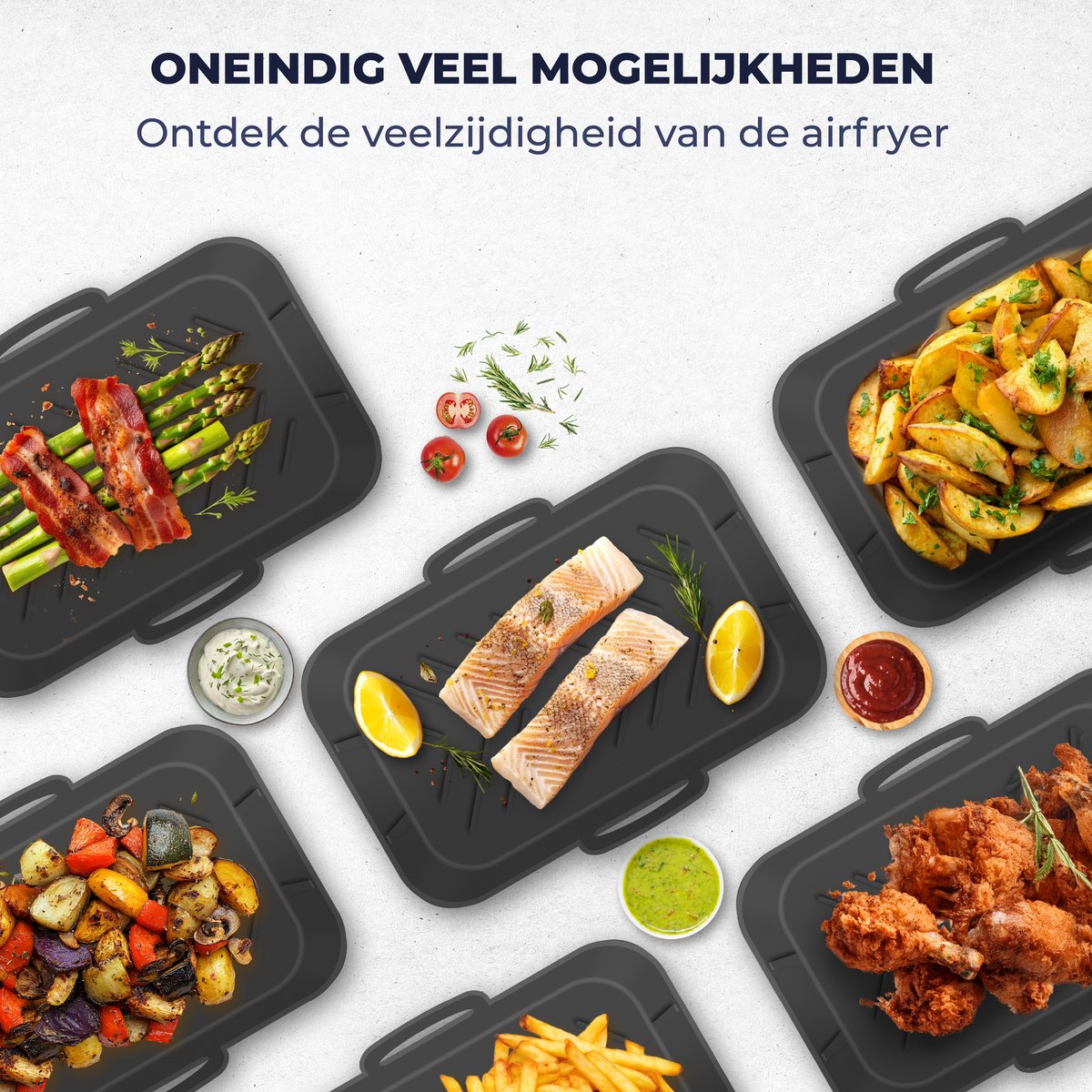 Fentic Airfryer Accessoires - Geschikt voor Dual Airfryers - Voor Ninja Foodi Max Dual Zone AF300EU AF400EU – 7.6L tot 9.5L - Met Airfryer Siliconen Bakje (2 stuks) — afbeelding 4