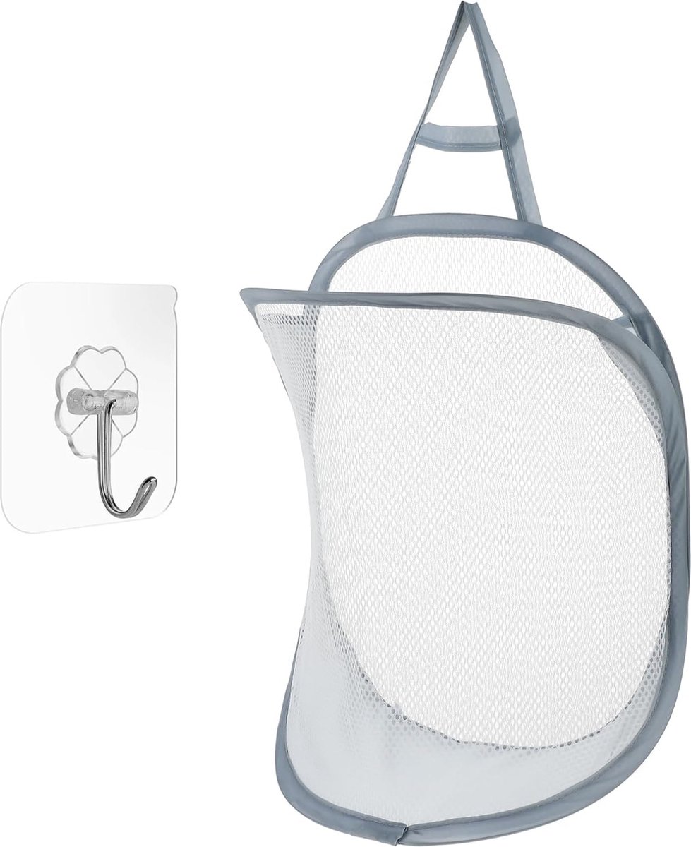 Goedkoopste Multifunctionele Opvouwbaar Wasmand - Ruimtebesparende wasmand - 29.5x40cm - voor het wassen van speelgoedkist voor kinderen/studentenhuis - Met zelfklevende haak - Grijs