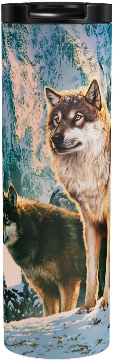 Wolf Couple In Sunset - Thermobeker 500 ml