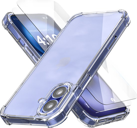 Coque transparente pour iPhone avec double protecteur d'écran.