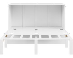 Opklapbed 140x200 cm, Wandbed met Lattenbodem, Wandklapbed, Verticaal Kastbed Jeugdbed