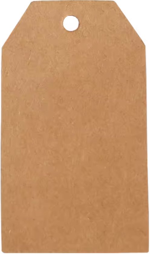 Set van 100 labels bruin - 8x4 cm. - stevig karton - prijslabels - met gaatje - cadeaulabels - winkels