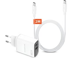 Fast Charge 65W Power Adapter Set - 2 Meter - Laptop, Telefoon en Tablet Oplader - Geschikt voor Samsung, Google, ChromeBook, iPhone 15 16 Pro Max Plus