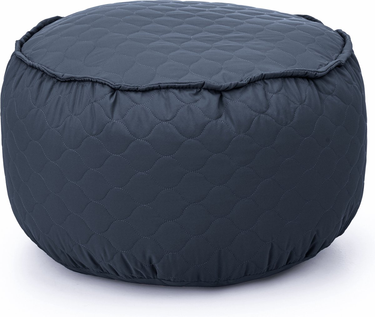 Drop & Sit - poef - tijdloos gewatteerd nylon - donkerblauw - Ø 50 cm