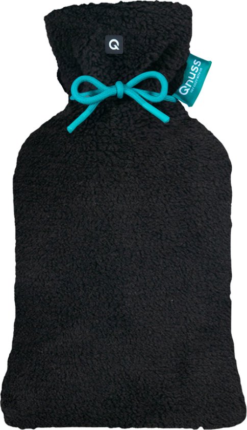 Qnuss Elektrische Warmtekruik XL - Oplaadbaar - Energiebesparend & Duurzaam - Teddy - Zwart - 40x20 cm - Infraroodwarmte - Inclusief Powerbank