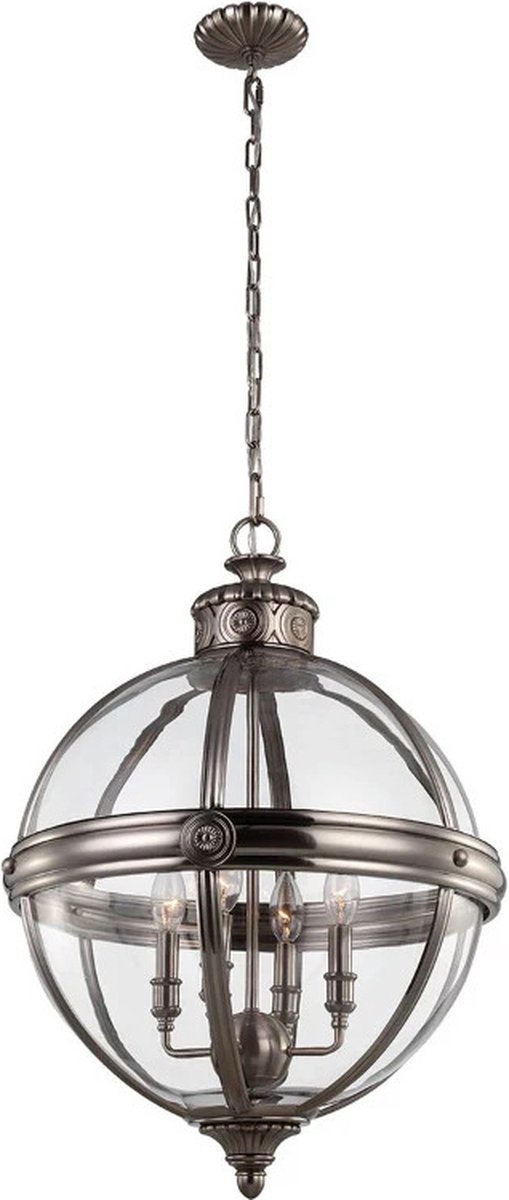 Landelijke Kroonluchter - Steady Lighting - Metaal - Landelijk - E14 - L: 49.8cm - Voor Binnen - Woonkamer - Eetkamer - Zilver