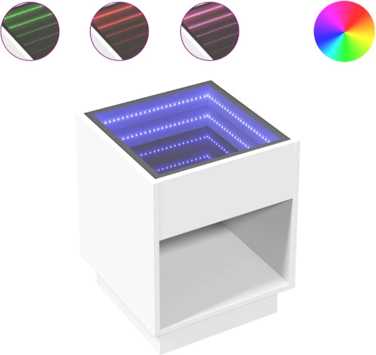 vida xl Nachtkastje met Infinity LED 40x40x50 cm wit