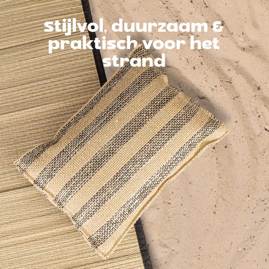 Strandtas met Kussentje en Ligmatje - Shopper - Strandtassen - Naturel / Zwart