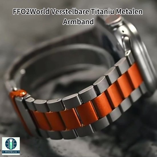 Bracelet réglable en métal titane FFO2World – Argent – ​​Design Classique , ultraléger et hypoallergénique, avec fermoir de sécurité. Compatible avec Apple Watch 49 mm, 46 mm, 45 mm, 44 mm, 42 mm (série 1/2/3), iWatch SE, série 10-1, Ultra 1/2