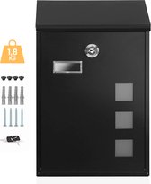 CoolFule Brievenbus Premium - Wandbrievenbus - Zwart - met 3 Kijkvensters