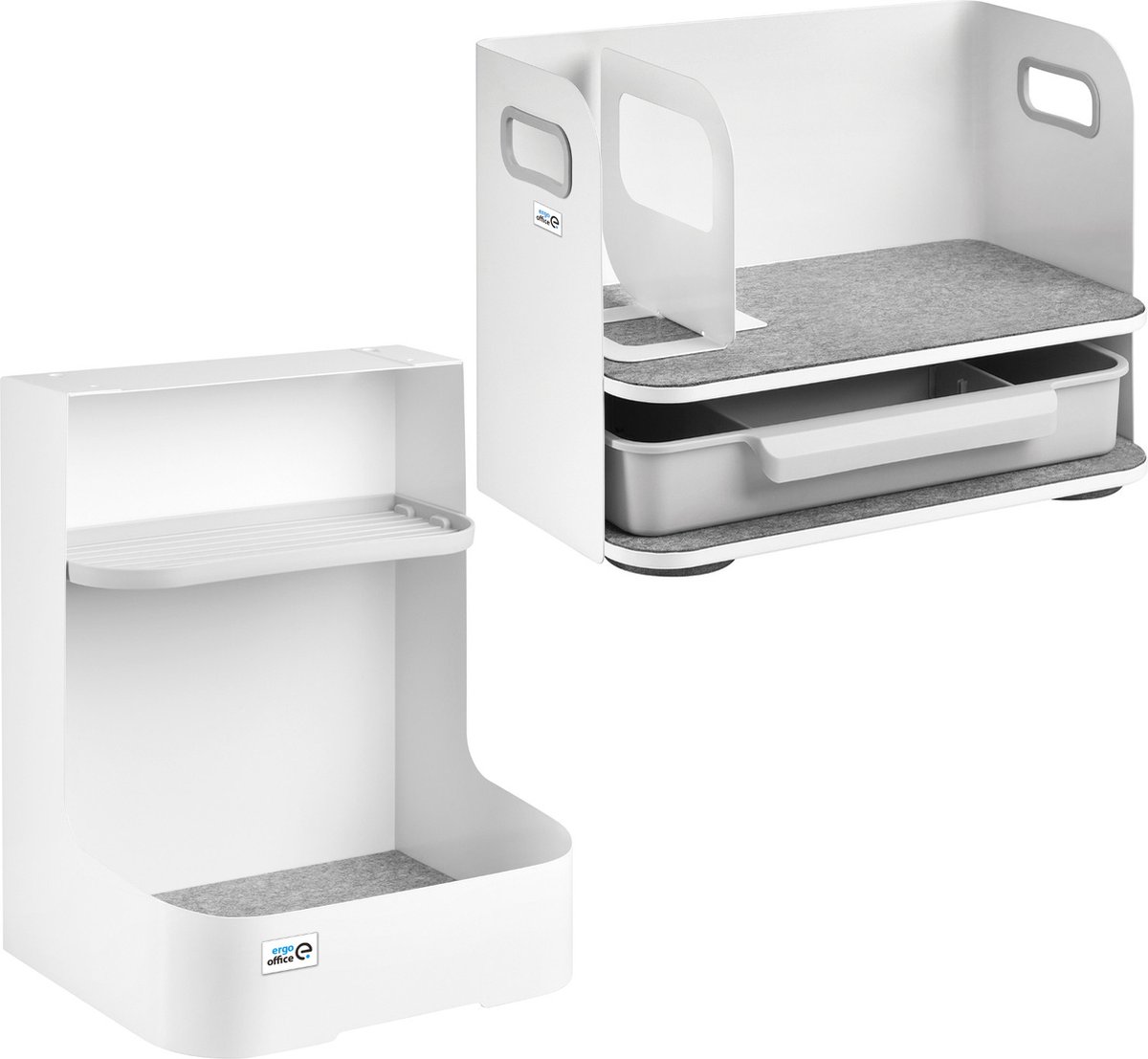Ergo Office - Set van Bureau-organizer met lade en boekensteun en Organisator voor kantoorbenodigdheden - Set kantooropbergers voor documenten - Wit