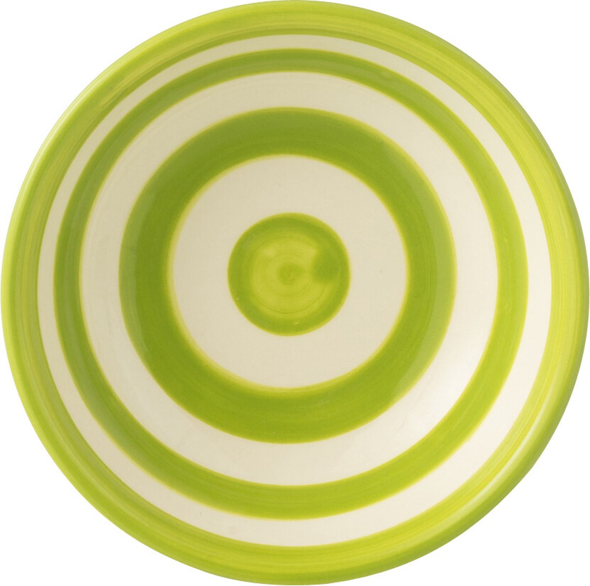 J-Line kom Granada Stripes Low - keramiek - wit/groen - small - Ø 14 cm