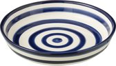 J-Line schaal Granada Stripes Low - keramiek - wit/blauw - large - Ø 25 cm