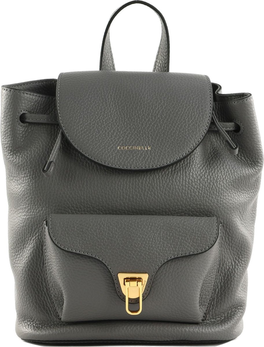 COCCINELLE Leren Vrije tijd rugzak Rugzak Beat Soft Grained Leather Backpack Grafite Grijs