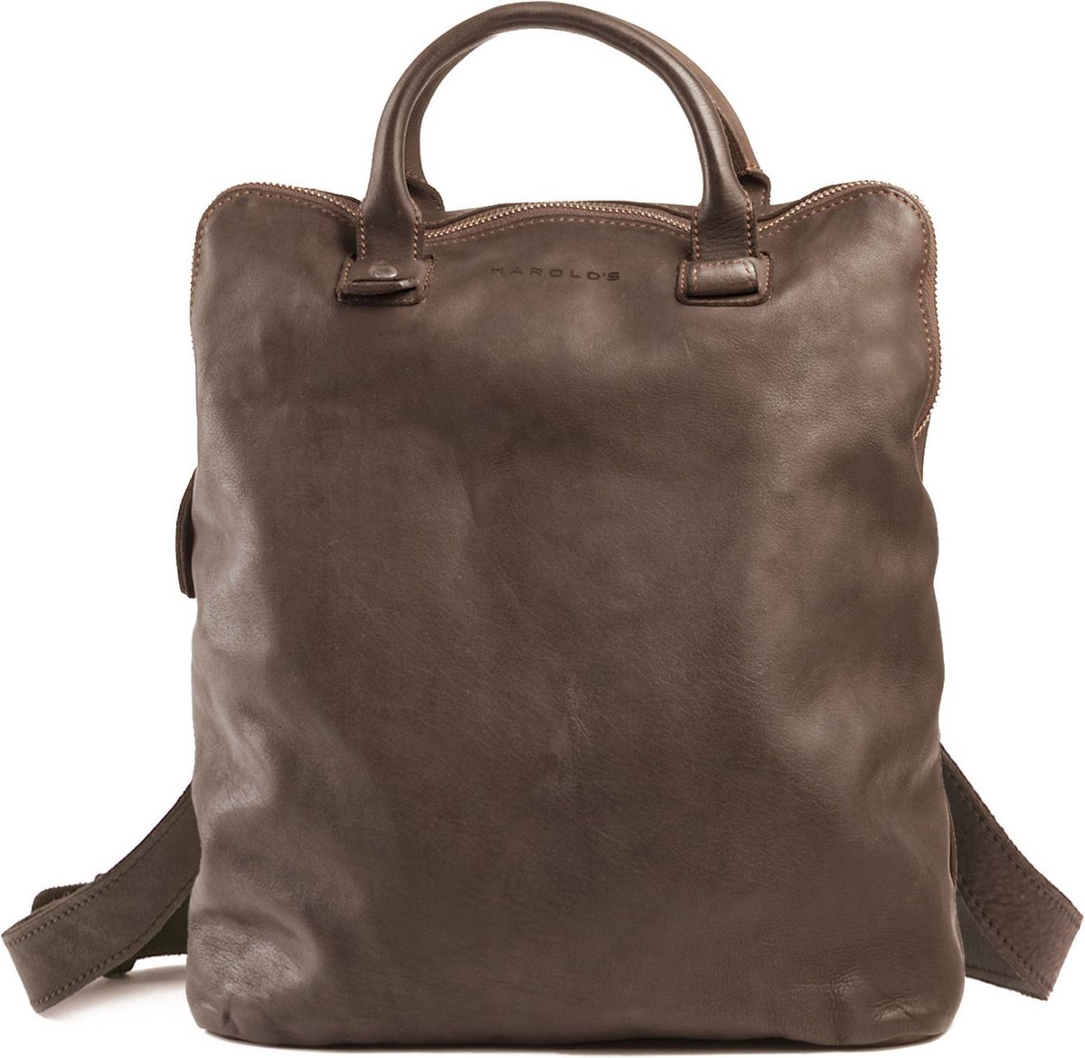 HAROLD'S Leren Vrije tijd rugzak Rugzak Submarine Post-Citybackpack Brown Donkerbruin