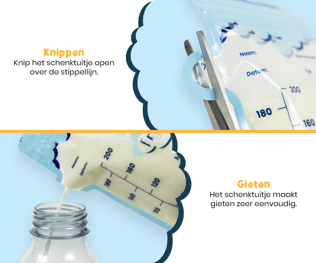 Frummel Moedermelk Bewaarzakjes - 150 stuks - 200 mL - Borstvoeding Opslag - BPA Vrij - Lekvrij - Koelkast en Vriezer - Borstvoeding Bewaarzakje — afbeelding 4