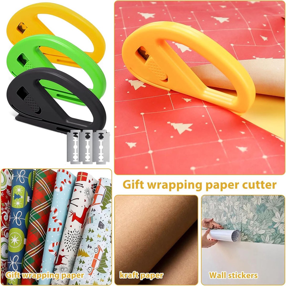 1 stuk cadeaupapiersnijder, papiersnijder, kerstcadeaupapiersnijder voor Halloween, verjaardag, knutselpapier 1 stuk cadeaupapiersnijder, papiersnijder, kerstcadeaupapiersnijder voor Halloween, verjaardag, knutselpapier