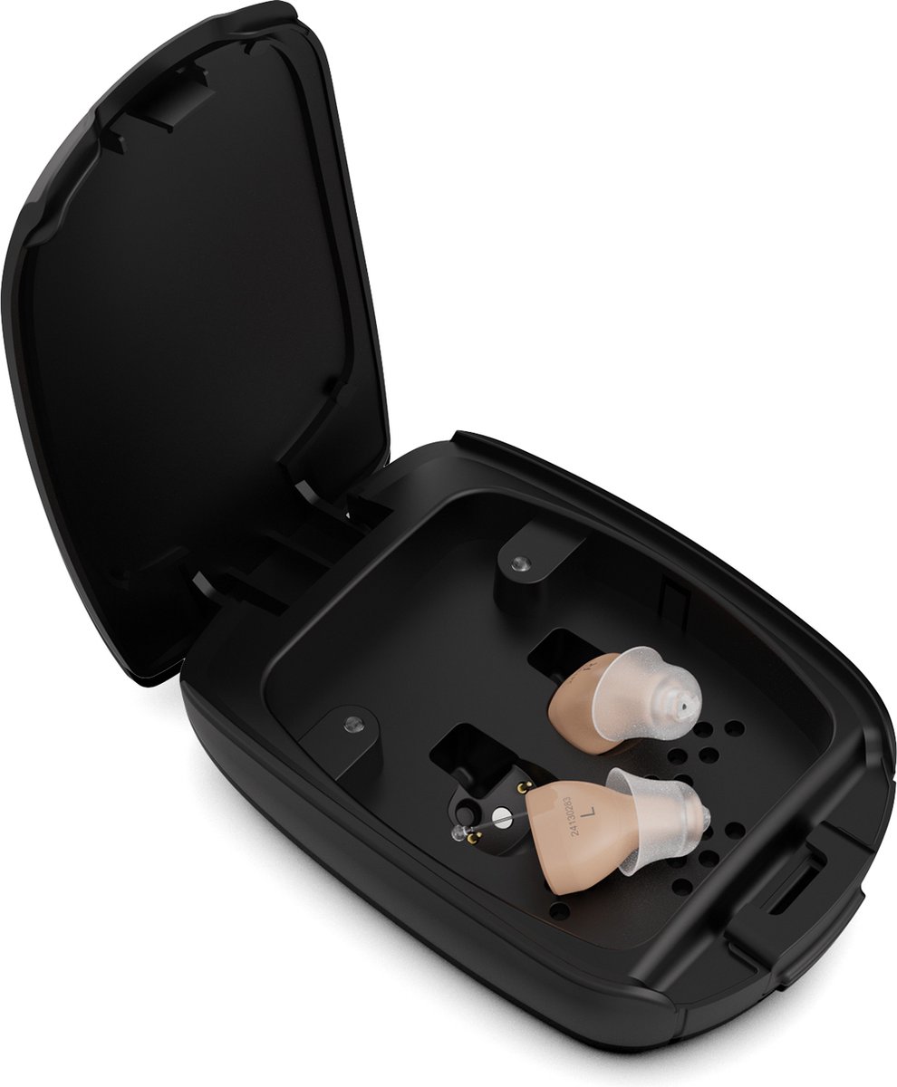 Goedkoopste WK® 2x Mini Comfort soft fitting - 99.9 Ruisonderdrukking,Interactieve,Gepatenteerde Japanse Nano - gehoor chip-Oplaadbaar 25 uur-tinnitusafschermingsfunctie-Ontdek de unieke, vooruitstrevende Gehoorapparaat technologie uit Japan–Beige