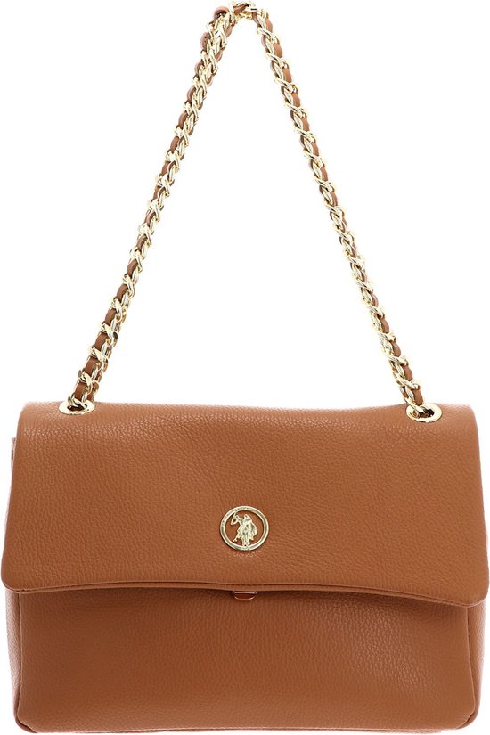 U.S. POLO ASSN. Cuir Sac à épaule Arlington Flap Crossbody Bag Light Tan Marron clair