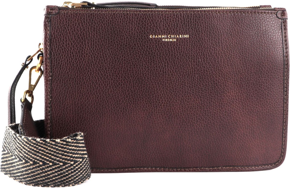GIANNI CHIARINI Leren Schoudertas Avondtas Debbie Shoulderbag Dark Brown Bruine