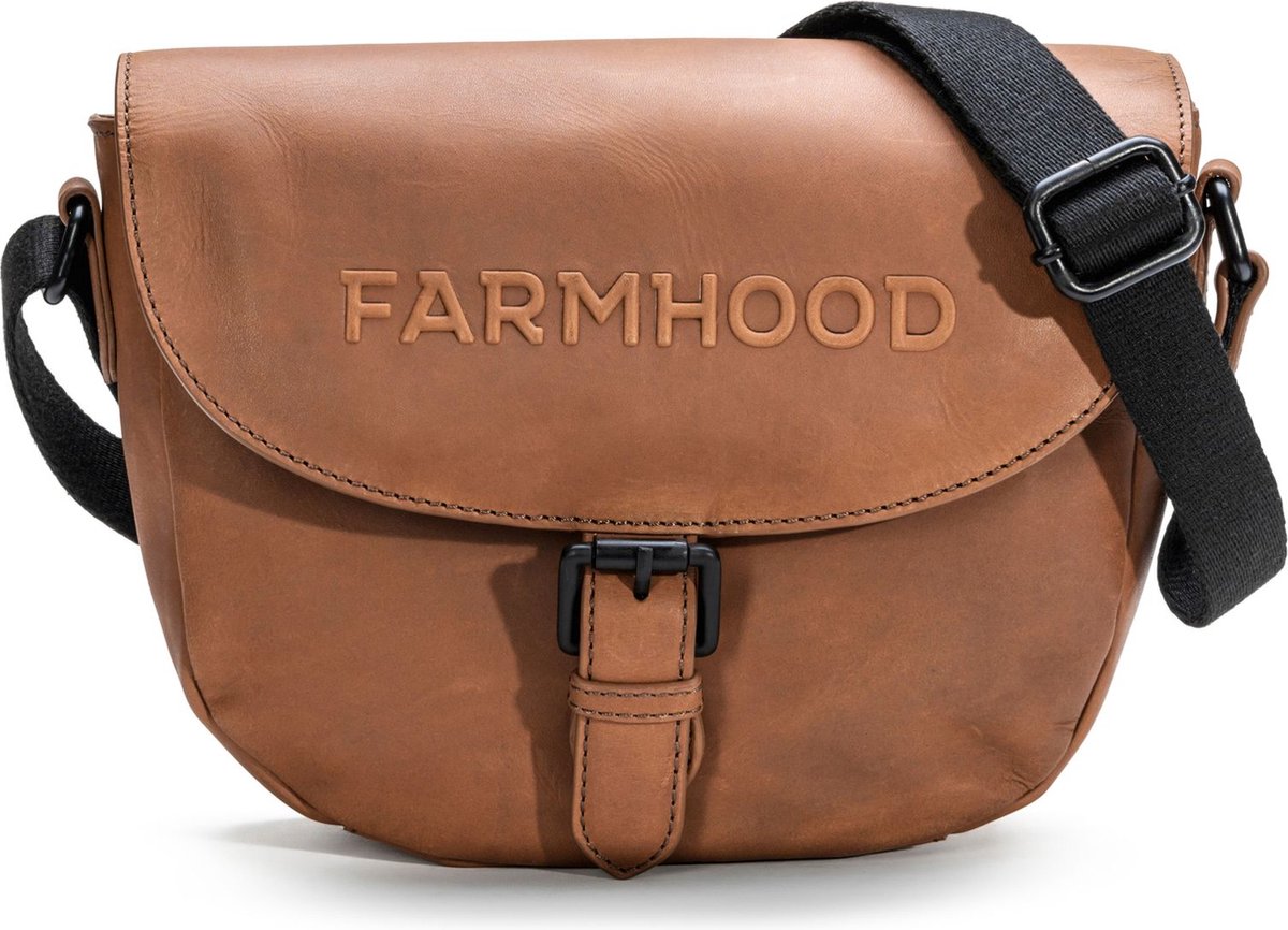 Farmhood Leren Schoudertas Nashville Crossbody Bag Mid Brown Bruine