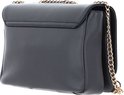 Sac bandoulière noir avec chaîne dorée et rabat.