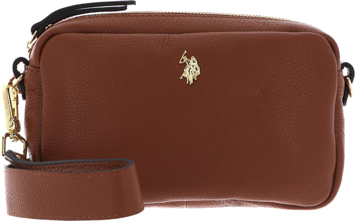 U.S. POLO ASSN. Leren Schoudertas Arlington Crossbody Tan Bruine
