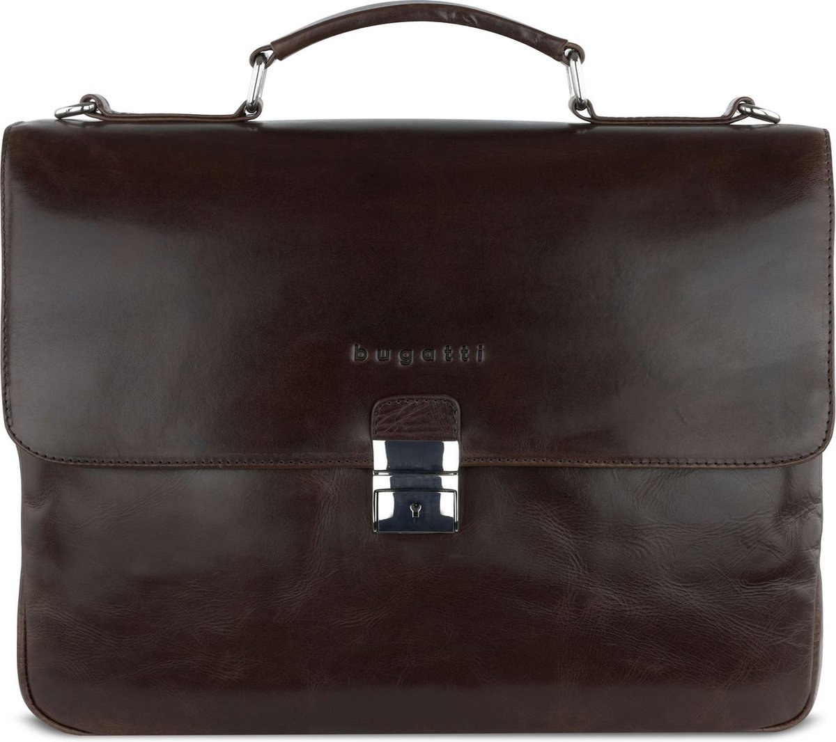 bugatti Leren Afzonderlijke gevallen Laptoptas met laptopvak Romano Briefcase Brown Donkerbruin