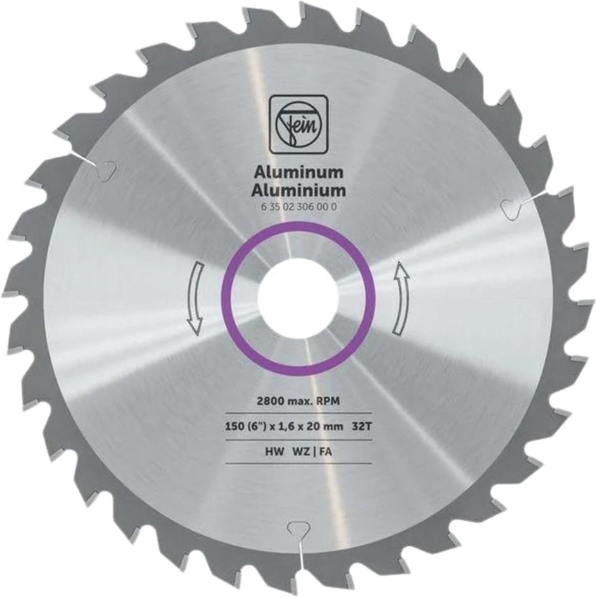 Fein Cirkelzaagblad voor Aluminium & Non-ferro | Premium | Ø 150mm Asgat 20mm 32T - 63502306000