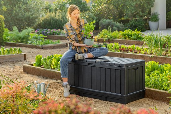 Keter Kentwood Opbergbox - 350L - 128x53.6x59 cm - Antraciet