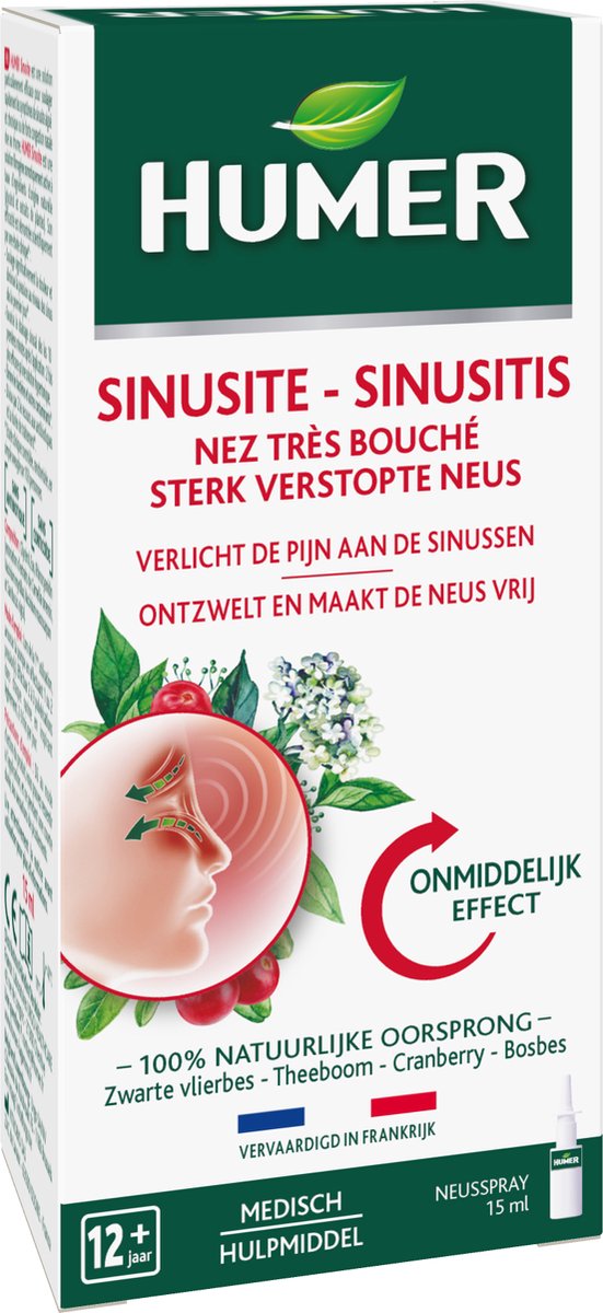 Goedkoopste Humer Sinusitis Spray - Zeer Verstopte Neus & Sinusontsteking - Vanaf 12 Jaar - 15ml