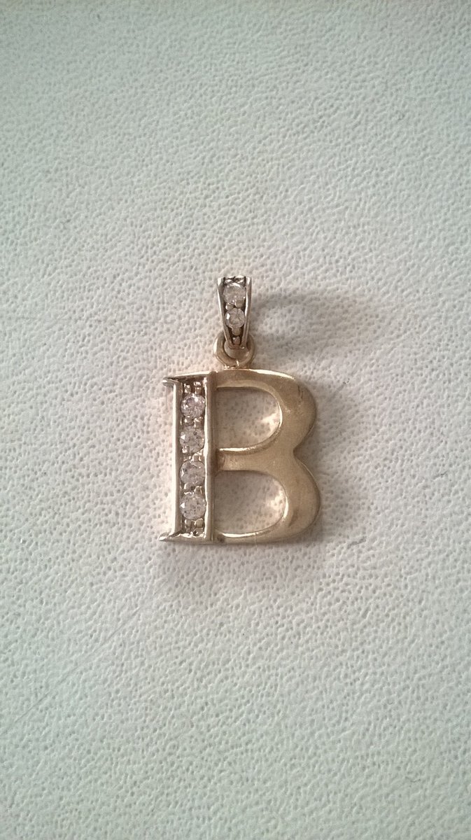 Gemstones-silver letterhanger B 925-sterling zilver en 14 K goudverguld met zirkonia